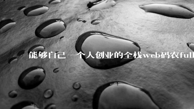 能够自己一个人创业的全栈web码农fullstack developer要会哪些技术？